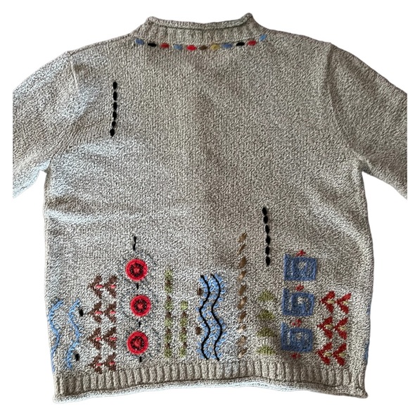 Carson Women’s Cardigan Sweater Beaded Embroidery Geometric Floral Design - Picture 8 of 10